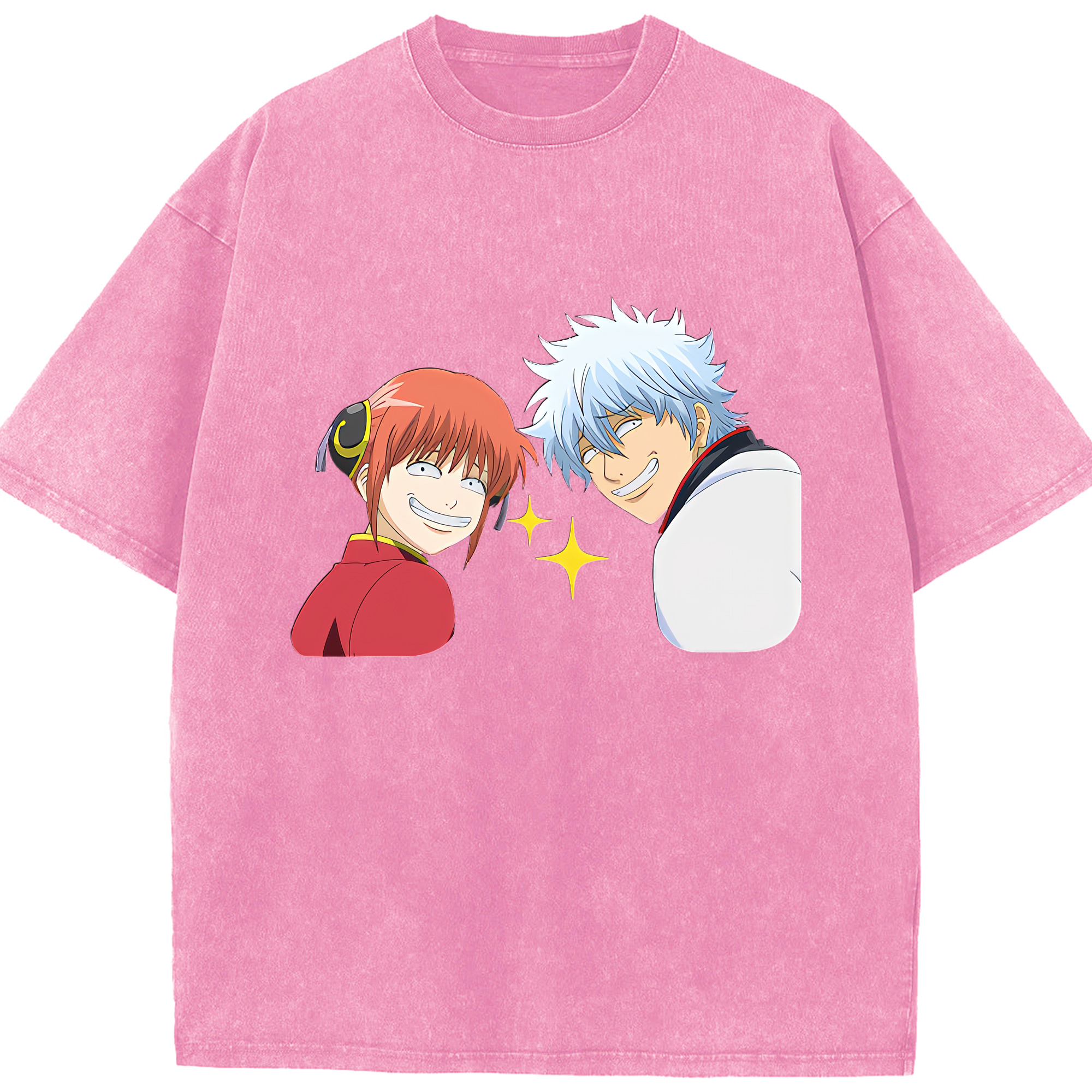（画像用） ぎんたま 坂田銀時（さかたぎんとき） 神楽 志村新八（しむら しんぱち） GINTAMA Sakata Gintoki Kagura Shimura Shinpachi 綿100% ヴィンテージ風 半袖Tシャツ（フロントプリント）